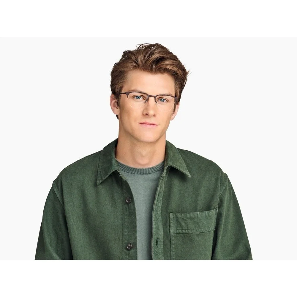 Warby Parker Matte Brown Semi-Rimless Browline Glasses Tortoise Shell Unisex